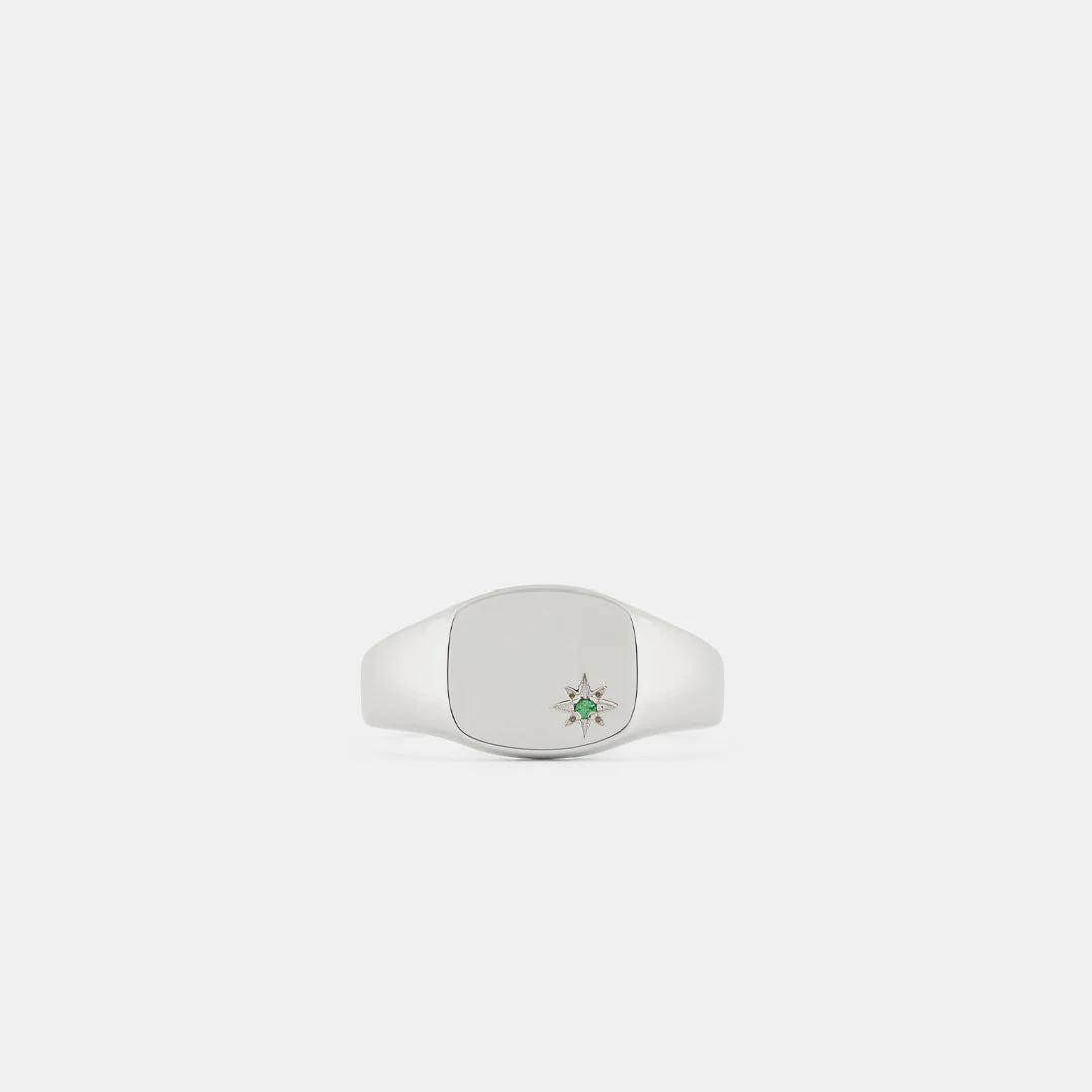 Silver Emerald Birthstone Ring view 1