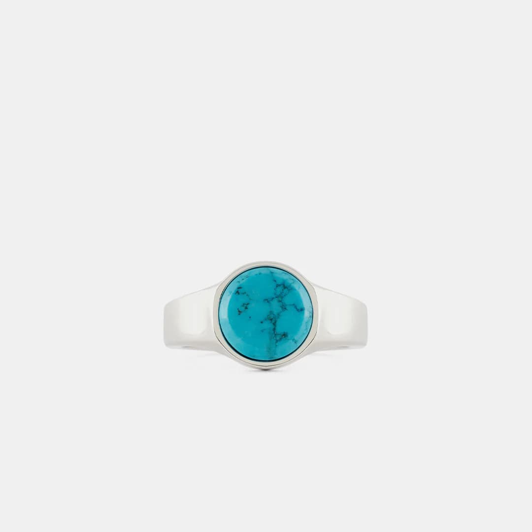 Silver Round Turquoise Ring view 1